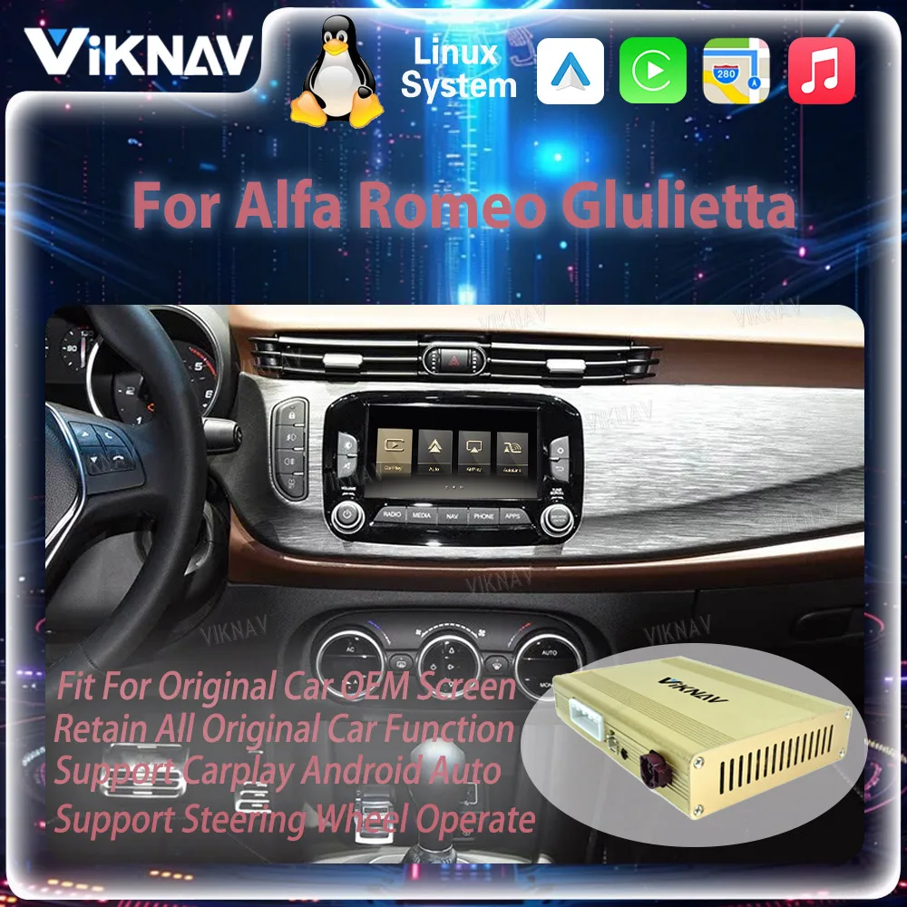 

Viknav Decoder Box For Alfa Romeo Glulietta Linux System Airplay Carplay Android Auto plug and play Mirror Link