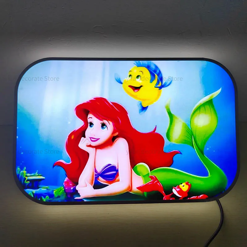 Mermaid Logo Lightbox Custom Fairy Tale Wall Decor for Business Shop Hanging Art 12 Inch Kids Nightlight 3D Print Gift Light