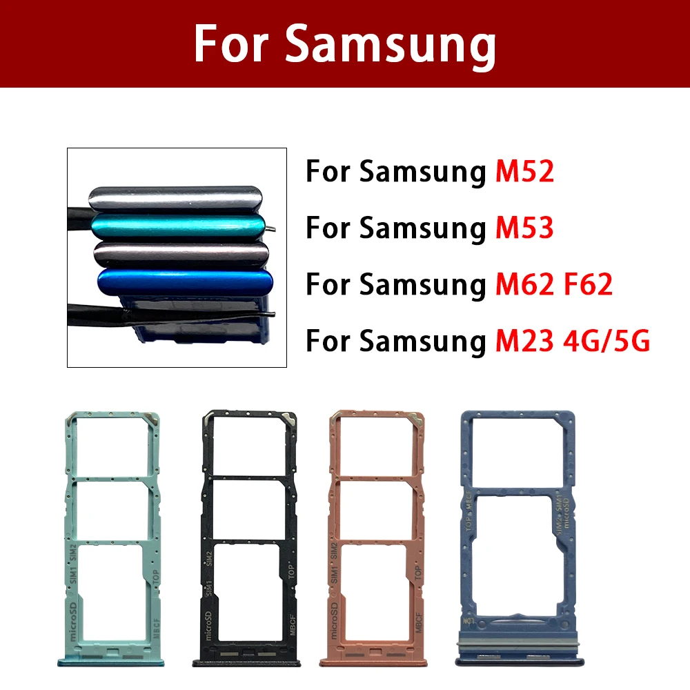 

For Samsung M23 M52 M53 M62 4G 5G Sim Tray Holder SIM Card Tray Slot Holder Adapter Socket Repair Parts