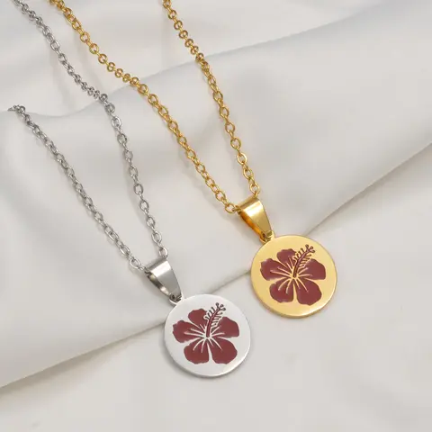 पीआर प्यूर्टो रिको पेंडेंट नेकलेस महिलाओं लड़कियों के लिए स्टेनलेस स्टील हवाई गुआम ग्वाडेलोप मायोटे हिबिस्कस फूल आभूषण #512862 8 best sales जपापुष्प - №7