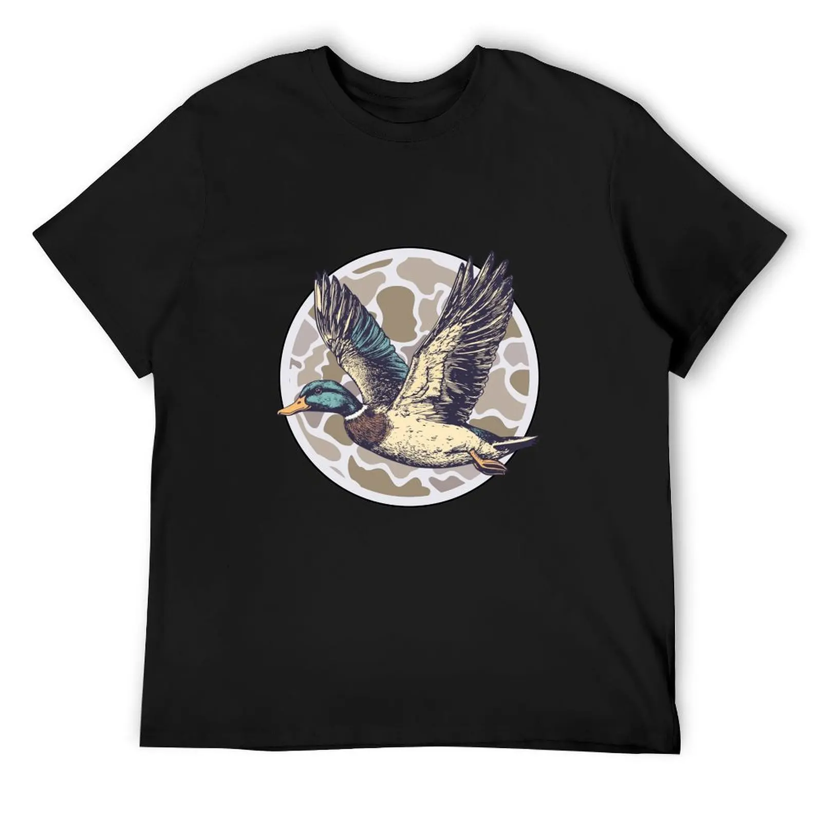 Rural Farm Marsh Reed Mallard Camo Bow Black Tshirt Hunting Dad Outdoor Activity Relaxed Fit Short Sleeve Top