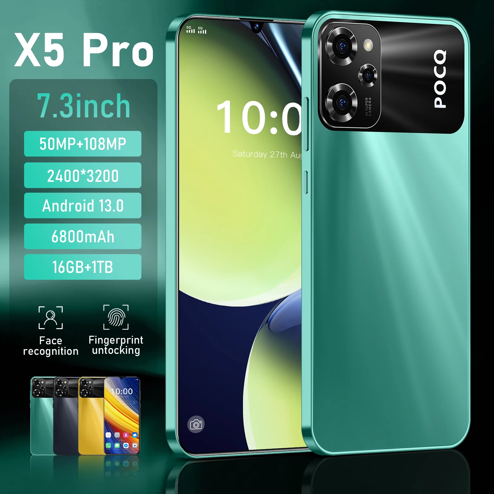 

2024 NEW X5 Pro Smartphone 6.8 inch Full Screen 4G/5G Cell Phone 16TB+1TB 6800mAh Mobile Phones 108MP Global Version Celulares