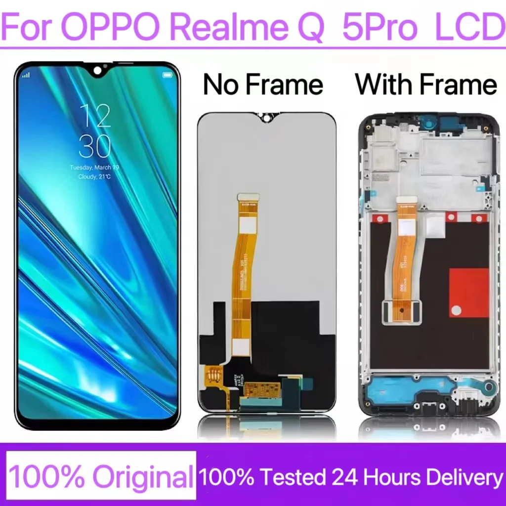 

ЖК-дисплей 6,3 дюйма для OPPO Realme Q 5Pro с рамкой, дисплей с сенсорным экраном в сборе, сменный экран для Realme 5 Pro, новинка, оригинал