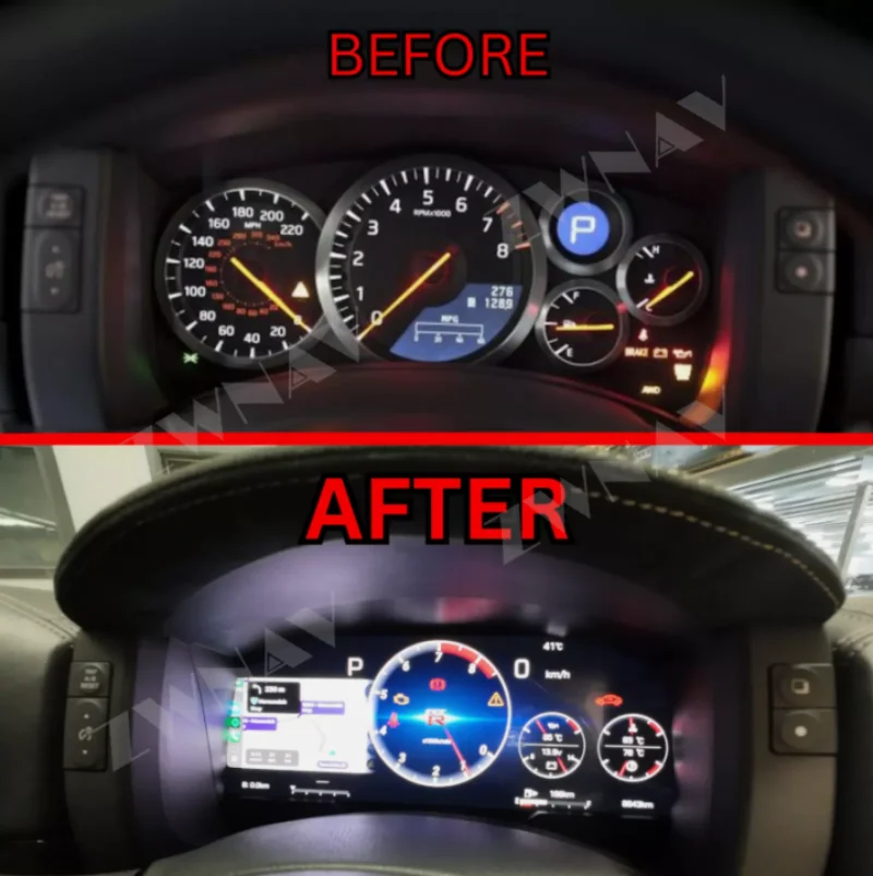

12,3-дюймовый ZWNAV OEM автомобильный спидометр для Nissan GTR 2008-2023, ЖК-дисплей, цифровой кластер, приборная панель