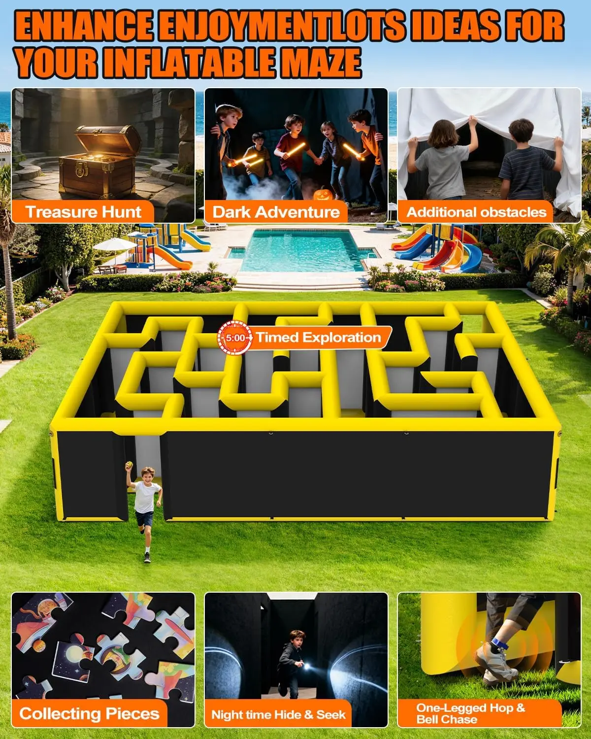 Commercial Inflatable Sports Maze 26.5X18X6.5FT with 1100W Air Blower Entertainment Kits Outdoor Party Event Rental view 3