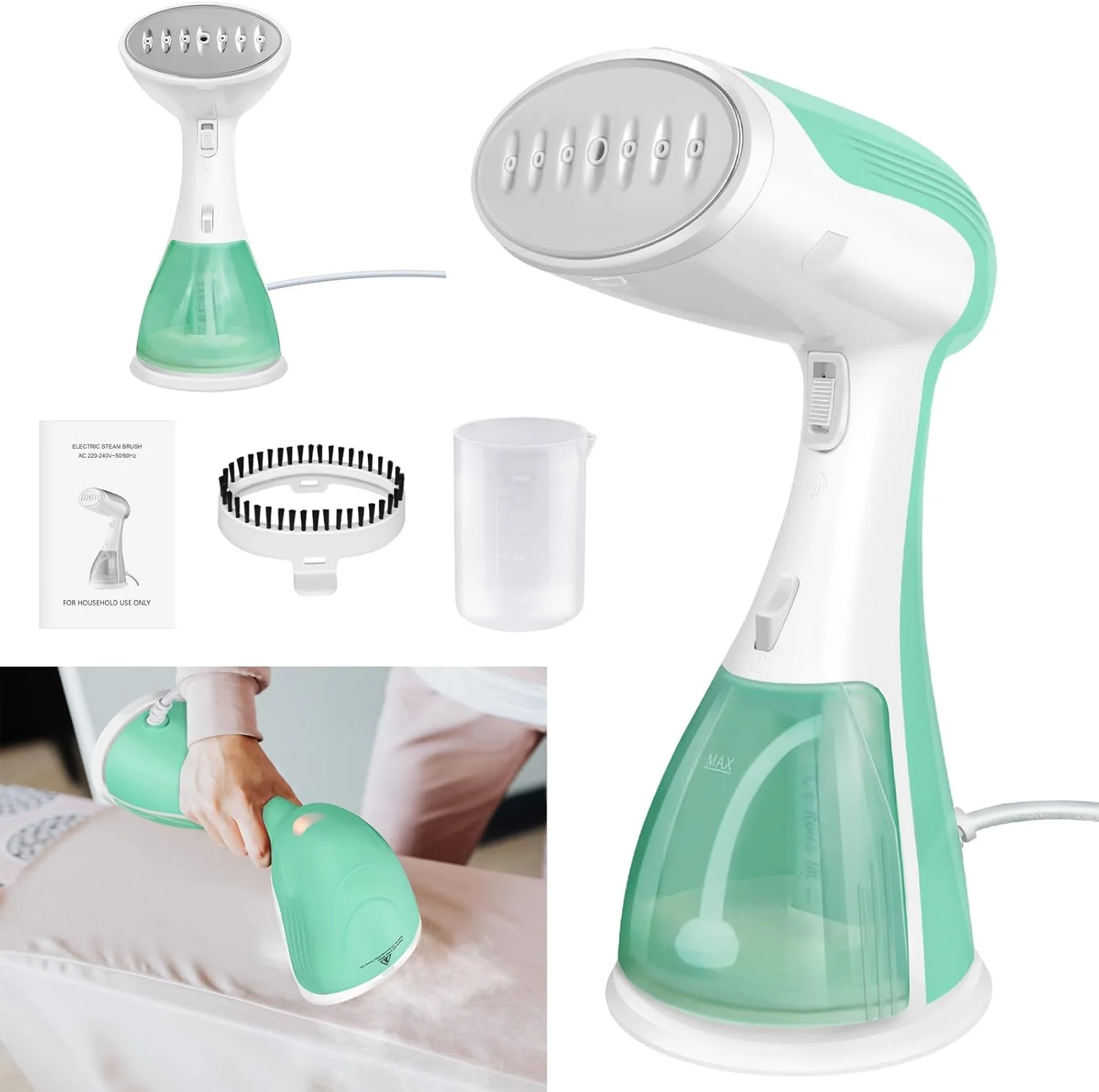 Défroisseur Vapeur, Défroisseur Vapeur Portable 1000W, Défroisseur Vapeur Vertical avec Réservoir d'eau de 300ml, Vaporisateur à main pour vêtements, Défroisseur Vapeur de Voyage
