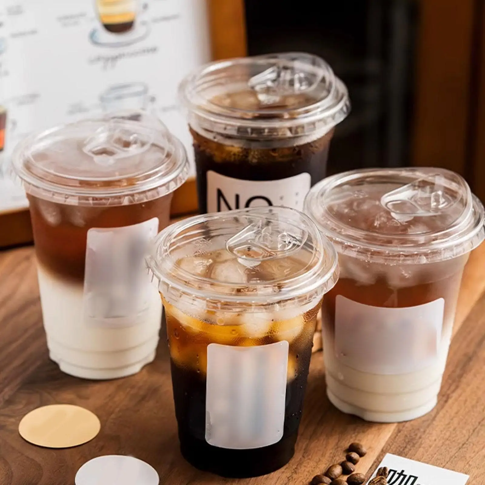 

50 шт. одноразовые кофейные чашки, набор чашек для чая с молоком и крышкой и наклейкой, кофейные чашки, набор чашек для упаковки напитков