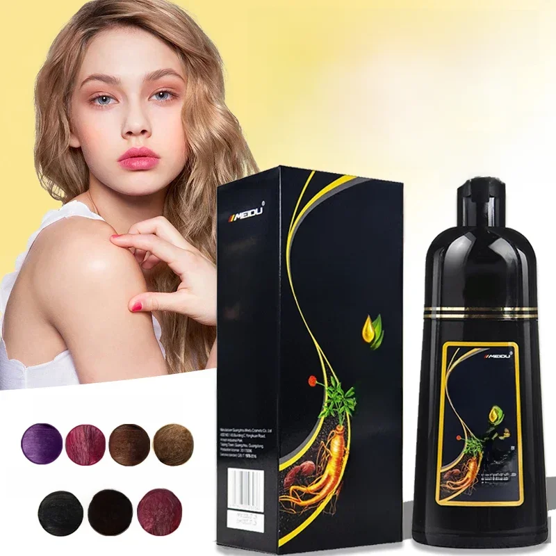500 ml MEIDU Original 3in1 Haarverdunkelungs-Farbstoff-Shampoo, Kräuterzutaten, Farbe,