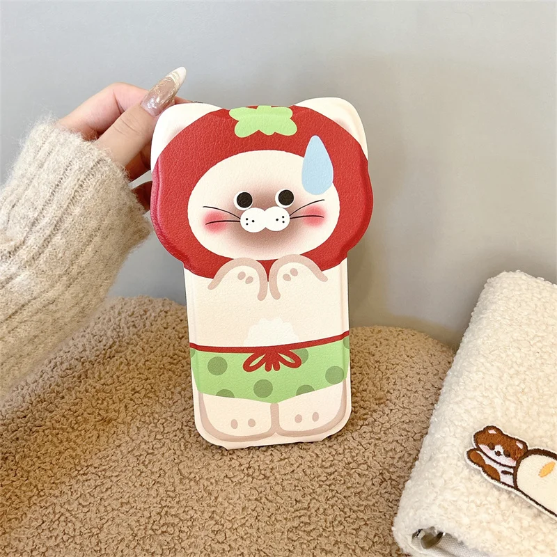 Korean cute Tomato cat cartoon phone case for iPhone 16promax 15Pro 14 13promax clamshell full cover silicone protective cover