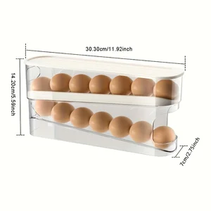 Çift Katmanlı Haddeleme Yumurta Dağıtıcı, Buzdolabı Yumurta Saklama Kutusu, Otomatik, Menü Tutucu, Büyük Kapasiteli, Ev, Mutfak Yumurta kapları için 6 büyük satış-no. 6
