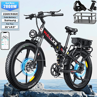 W Wallke Folding Mountain Electric Bike for Adults 44AH/22AH 2800W Dual Motor 270 KM Ebike 26\