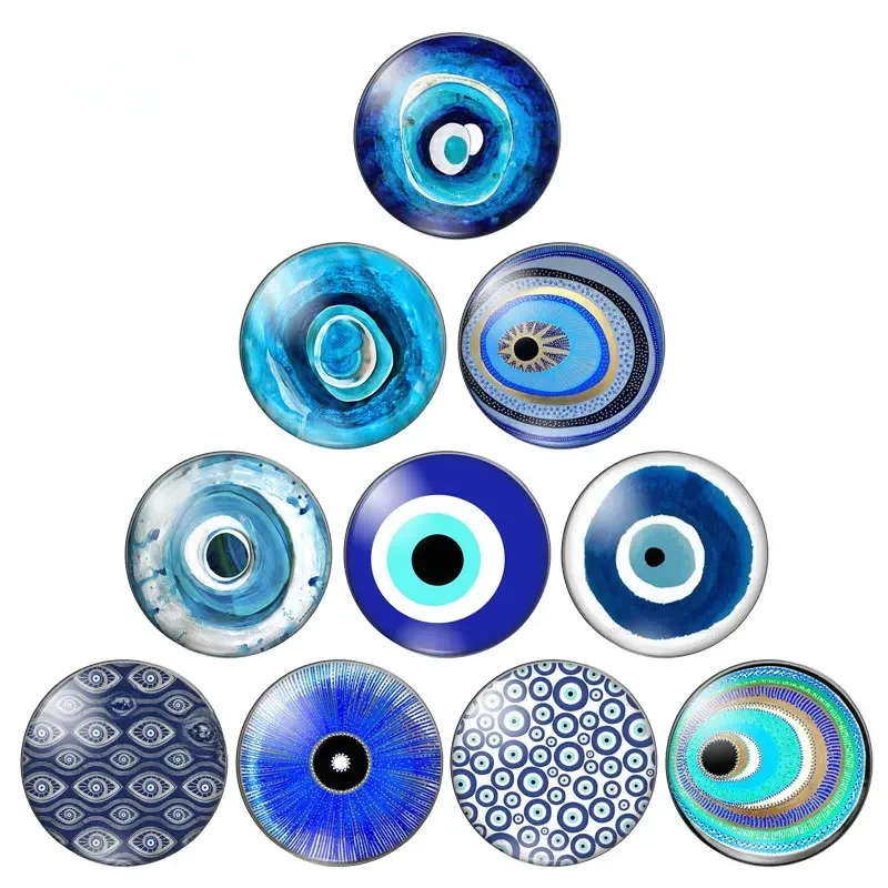 Modne niebieskie kolor złe oczy 10 sztuk 12mm/18mm/20mm/25mm okrągłe szkło cabochon demo płaskie powrót dokonywanie ustaleń — zdjęcie 2