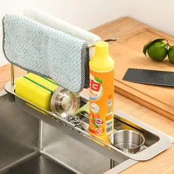 Thinktop-estante de acero inoxidable para el hogar, esponja de cocina ajustable, longitud de mesa de secado, platos de cocina