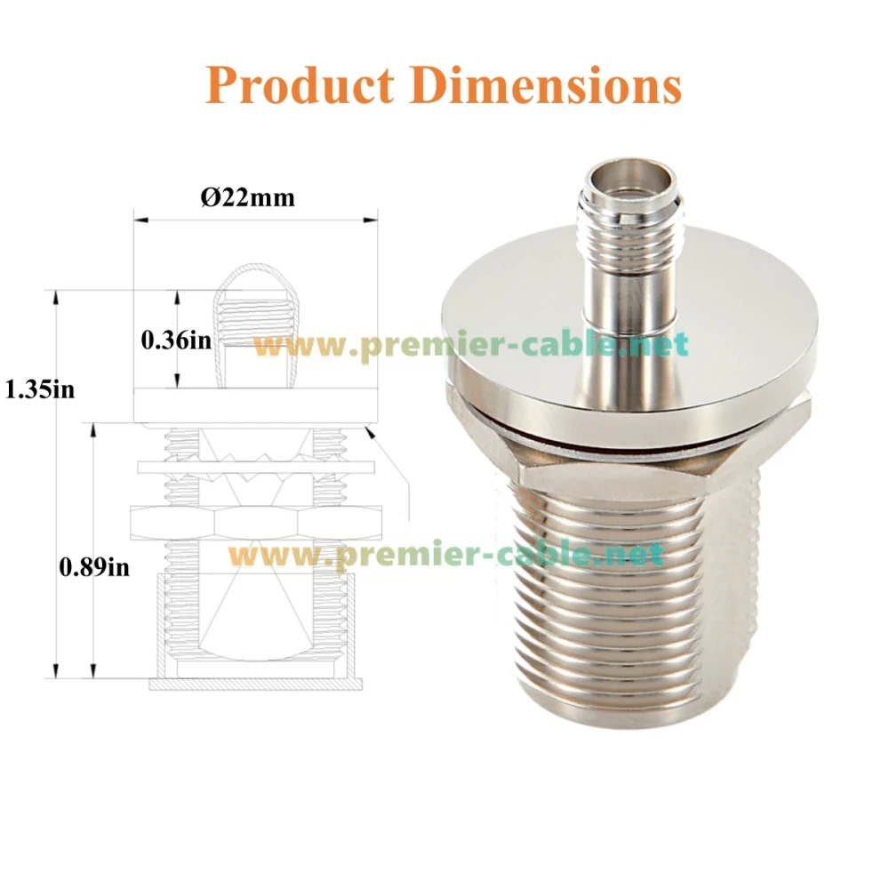 N-Buchse auf SMA-Buchse Adapter, Schottwandmontage, 50 Ohm, verlustarmer N-zu-SMA-HF-Koaxialstecker für Antennen, WLAN, 4G/5G LTE – Detail 4