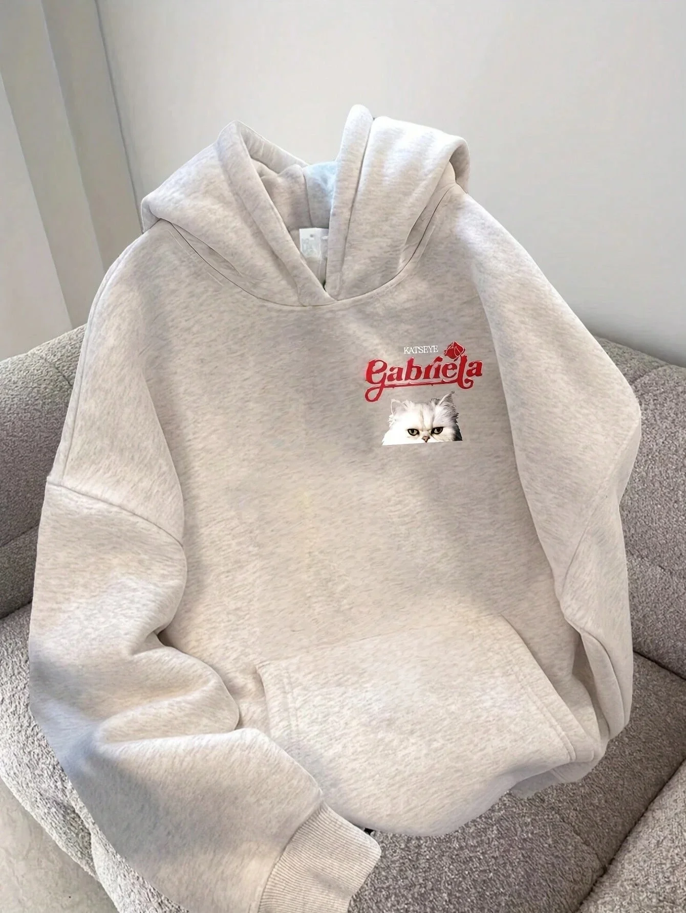 Plus Size Katseye Muster bedrucktes Sweatshirt Damen Herbst Winter Modische hochwertige lässige Sport Langarm Hoodies