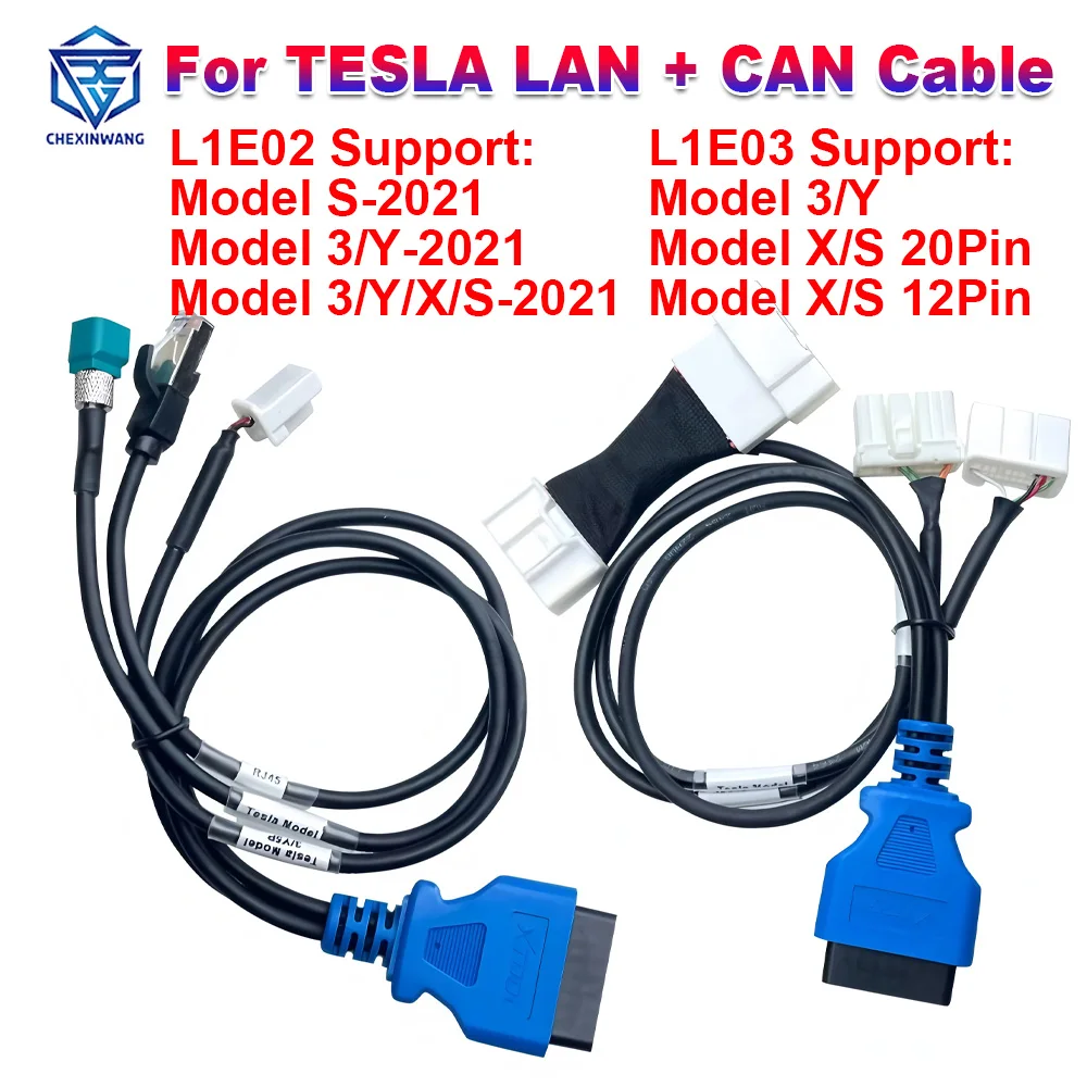 For TESLA LAN CAN Diagnostic Cable New Energy Connection Line Work With Xtool E2/ PRO/ PS90EV for Tesla Model X S OBD2 Line