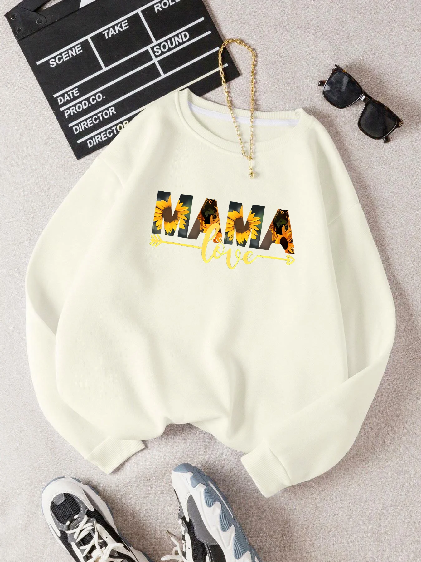 

2024 Autumn Winter Thicke Love Mama Sunflower Letters Print Casual Sweatshirts Streetwear Hiphop Fashion Funny Sports Hoodies