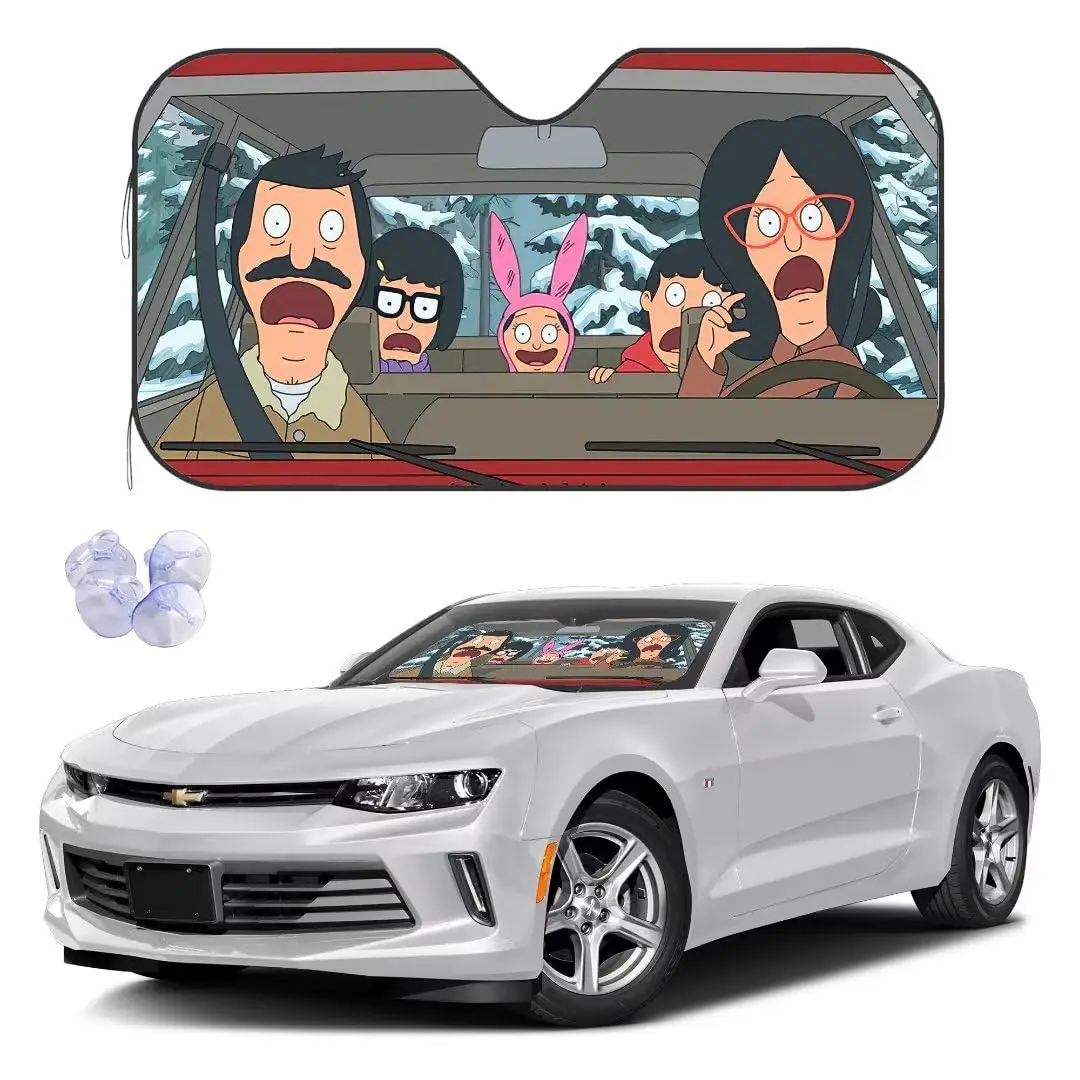 

Funny Cartoon Car Sunshade Front Windshield Sun Shade Hardened Sun Visor Shield Cover Foldable Reflector for Car Truck SUV