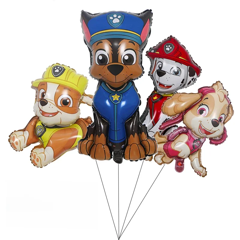 Ballon sur le thème de la patte patrouille, 4 pièces, fournitures de décoration de fête, chien de sauvetage, chasser les écoles, ballon en aluminium, cadeau d'anniversaire pour enfants