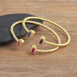 AIBEF New Design Luxury Crystals Bangles Rhinestone Zircon Charm Cuff Bracelets Gold Color Bangle Fine Jewelry Birthday Gifts