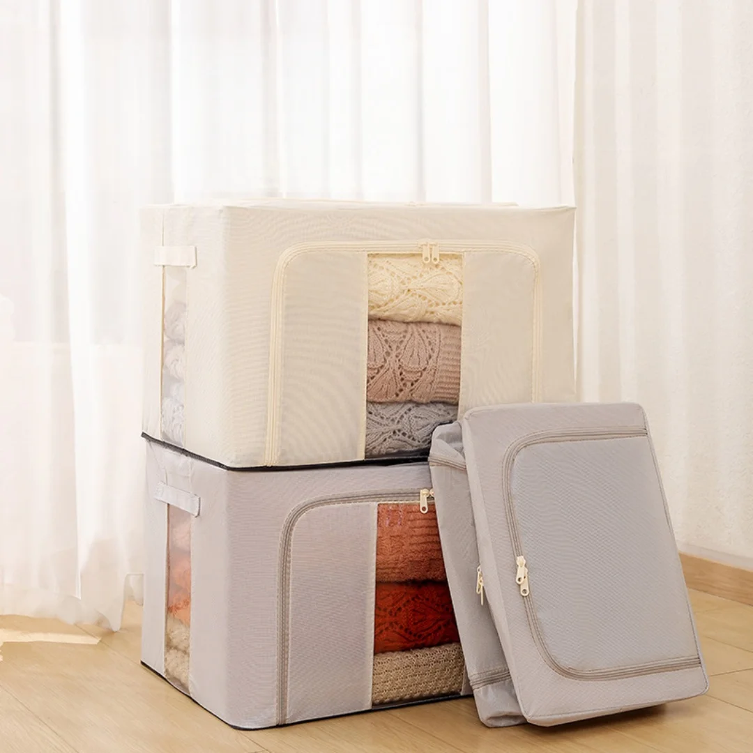 1PC  66L Foldable Storage Box Clothing Organizer Moving Extra Large Oxford Folding Boxes High Capacity Home Organization
