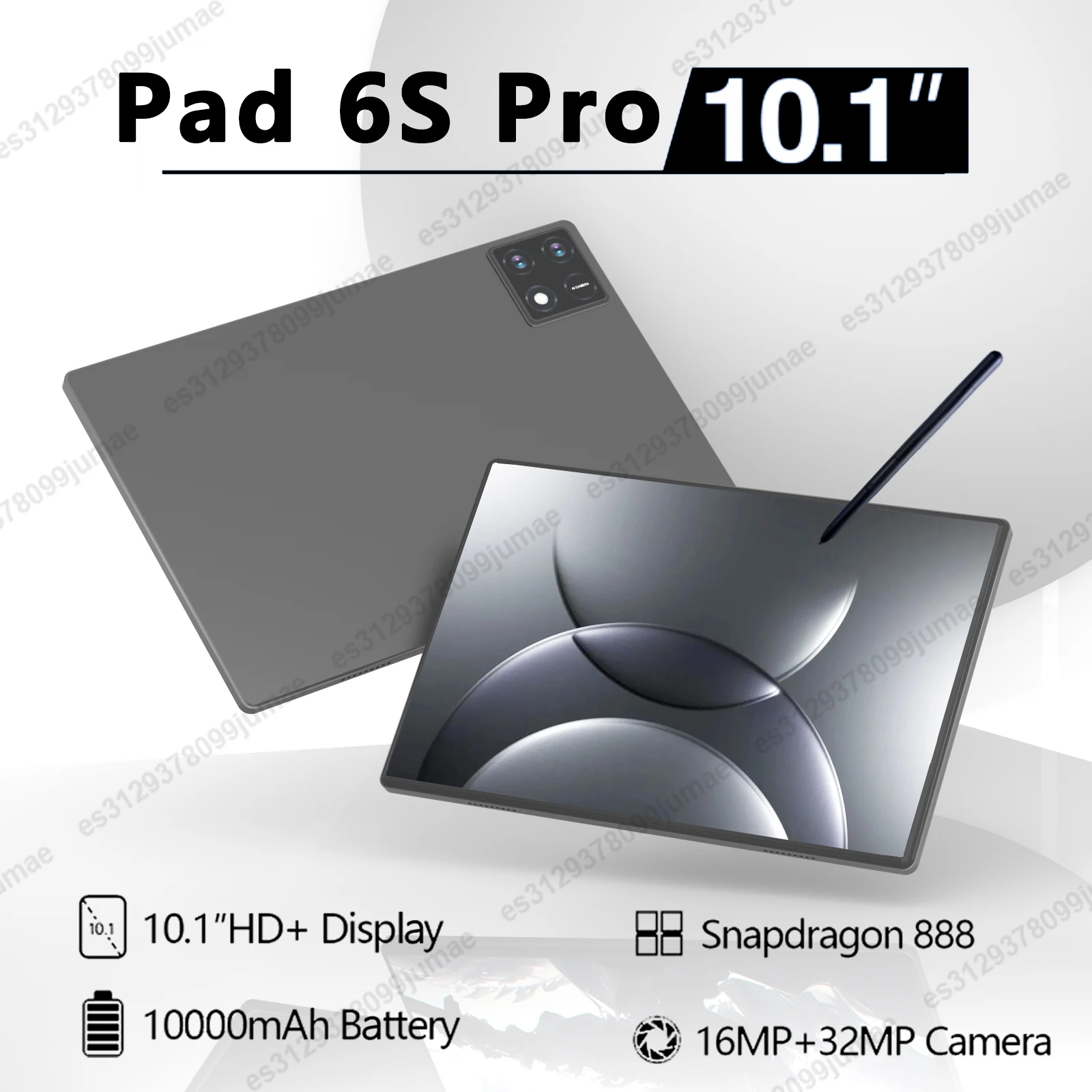 Original Pad 6S Pro tablet 10.1 inch  Android 14 Snapdragon888 10 Core 16GB+1024GB 10000mah 5G Dual SIM WIFI  HD Full Screen