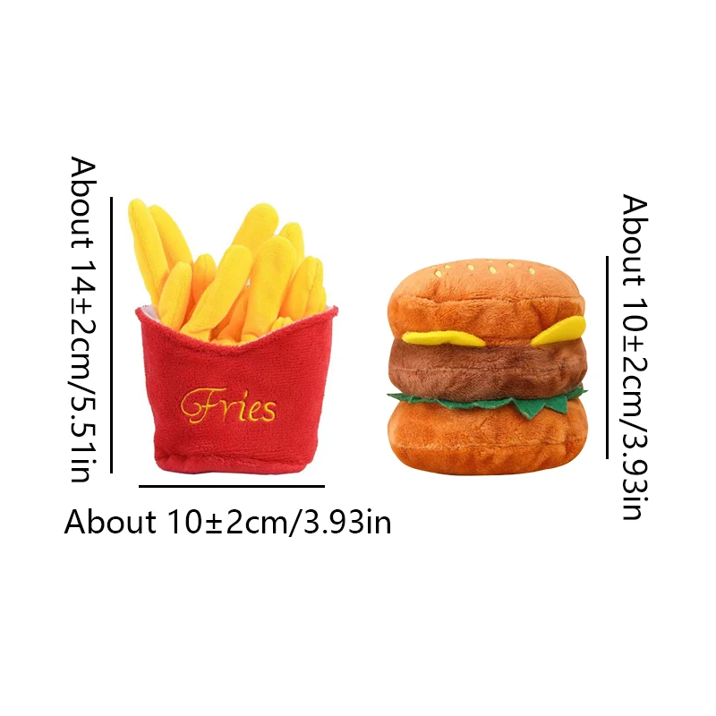 French fries+hamburger combo pet plush toy