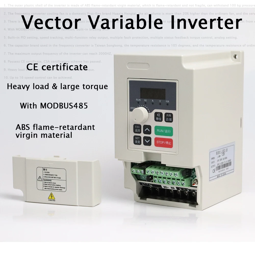 2.2/3.7/5.5/7.5KW VFD Inverter H100 Series 220V/380V Vector Variable Frequency Drive Inverter For Spindle Motor Speed Control.