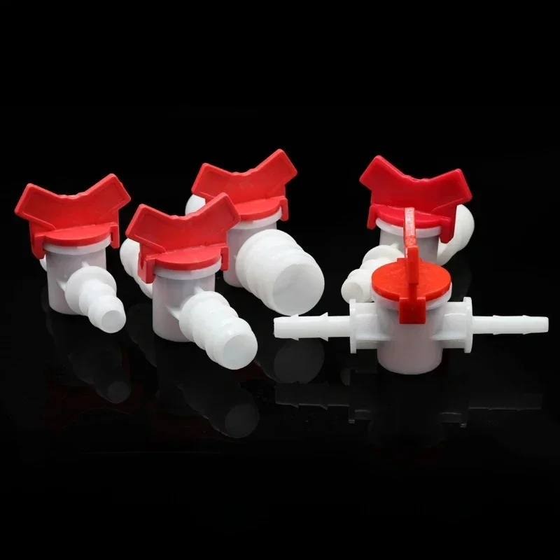 1 stks Platics 4mm 6mm 8mm 10mm 12mm 16mm 20mm PVC Slangpilaar Twee Manier Plastic Kogelkraan Aquarium Tuin Micro Irrigatie Connector - afbeelding 2