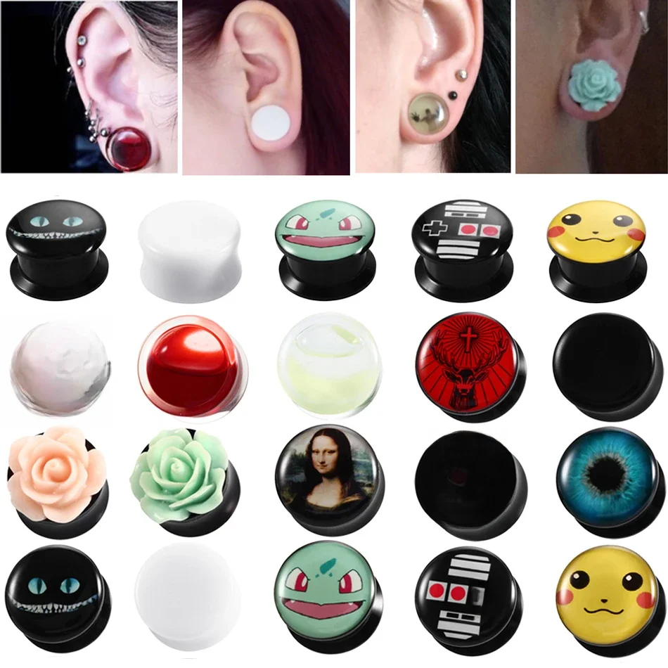 2szt Akrylowe tunelki do uszu Śliczne ekspandery do uszu Śrubowe wskaźniki tunelu do uszu Piercing Mieszane style Biżuteria do uszu — zdjęcie 2