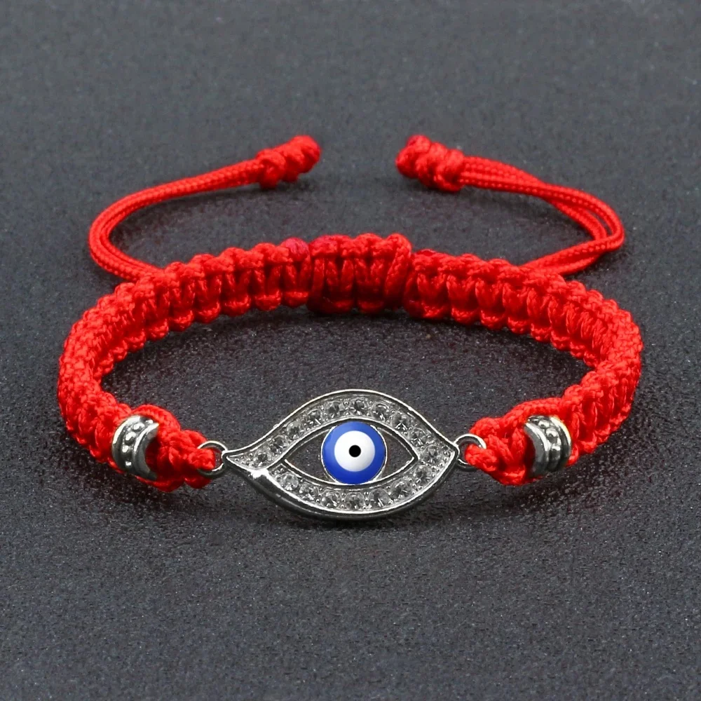 Bracelets porte-bonheur en corde rouge tressée mauvais œil turc pour hommes et femmes, luxe, couleur or argent, Zircon, bijoux d'amitié