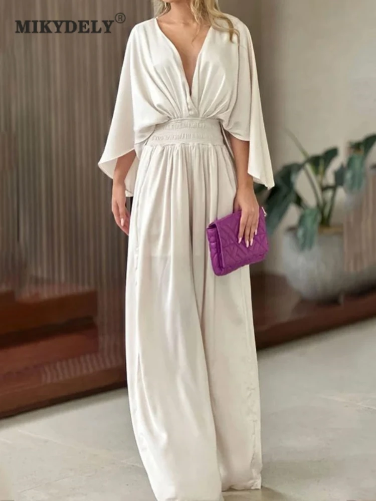 Mikydely New Summer Temperament Elegant Trend Fashion Fashion Loose Tie Jumpsuit