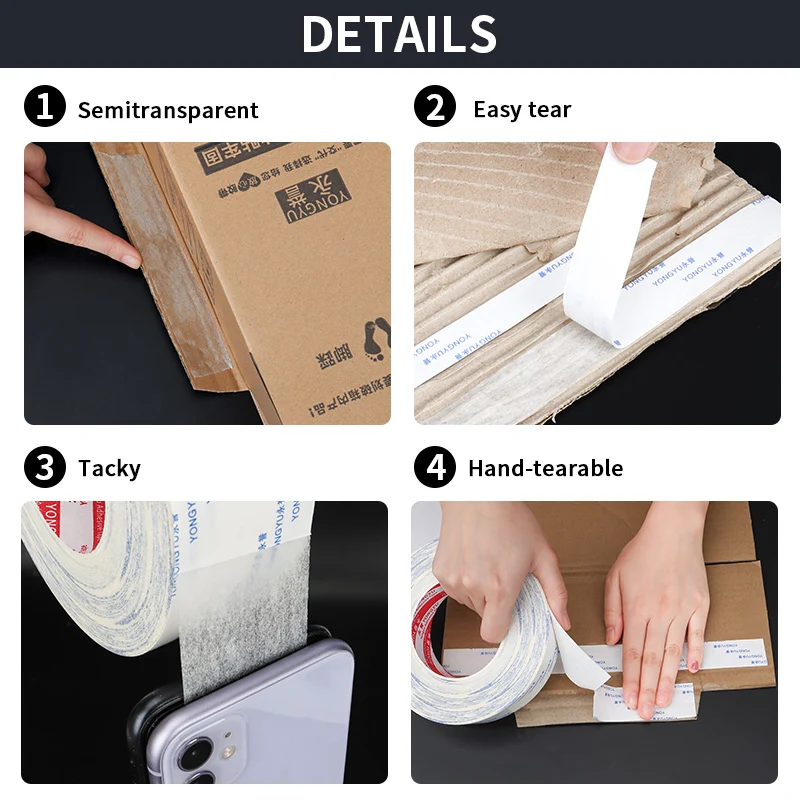 Super Viscosity Tissue Double Sided Adhesive Tape No Residue Waterproof High Temperature Tapes for Furniture Decoration Fixed