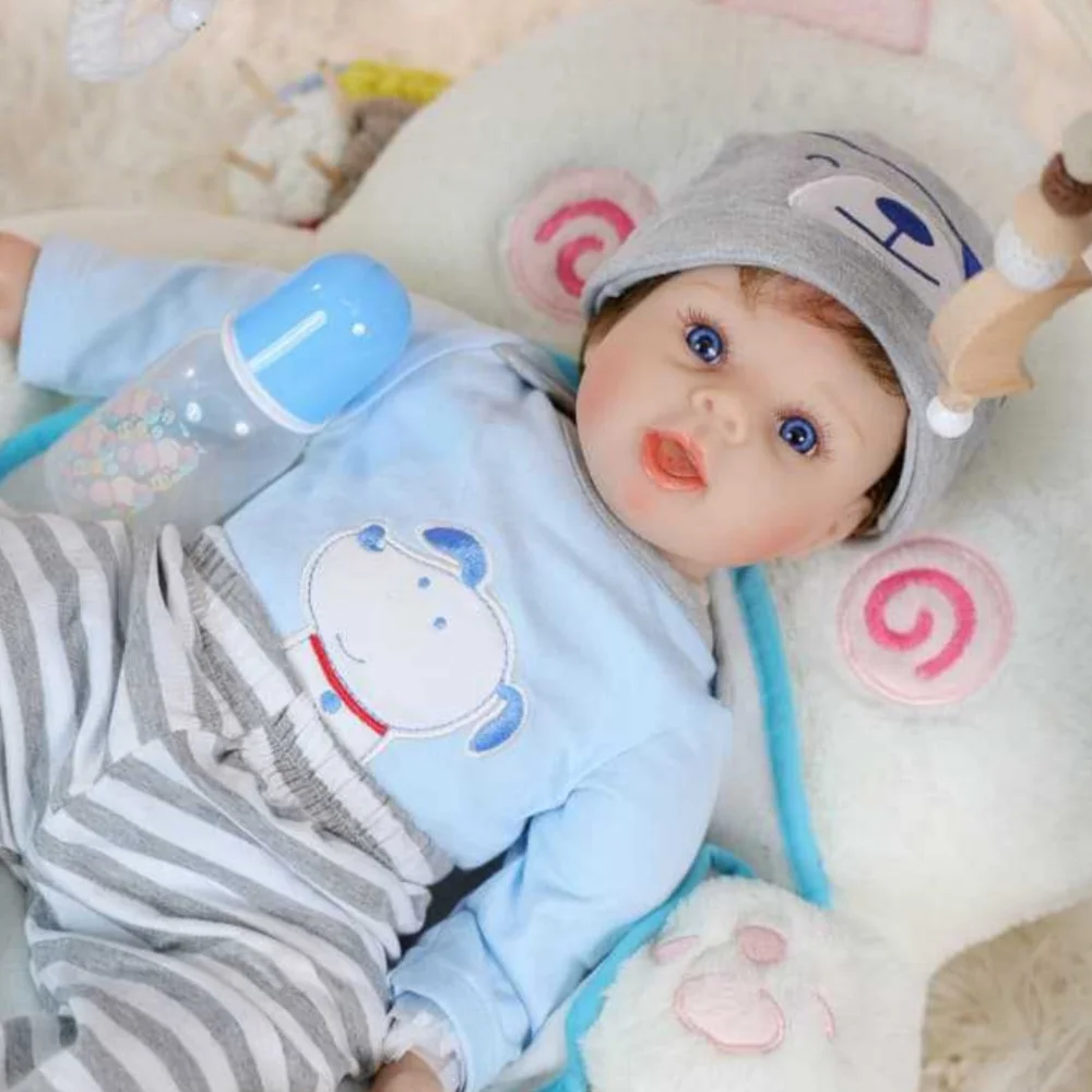 Cloveray 24 inch Lifelike Reborn Baby Doll Cute Realistic Vinyl Doll Playing House Soothe Doll Classic Handmade Toy Kid Gift