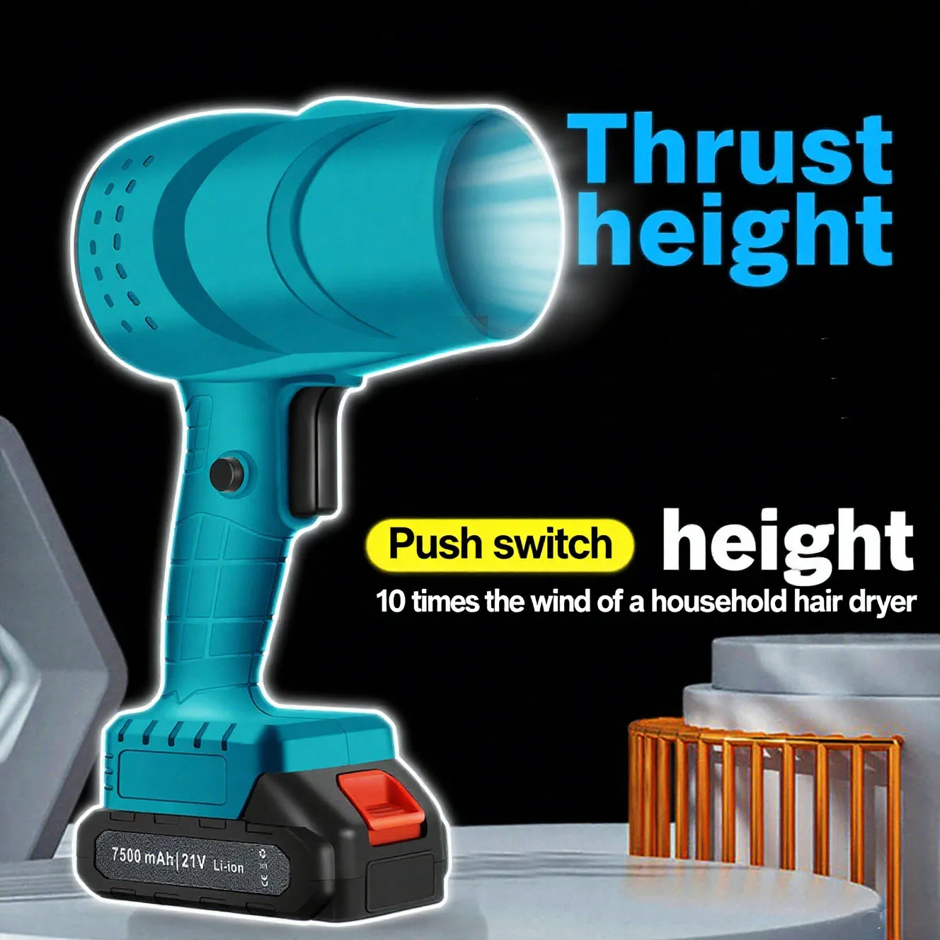 منفاخ توربيني يعمل بالطاقة 36000 دورة في الدقيقة مروحة توربو عنيفة 120 كم/ساعة مجفف شعر عالي السرعة لنفخ أوراق تنظيف السيارة وإزالة الغبار