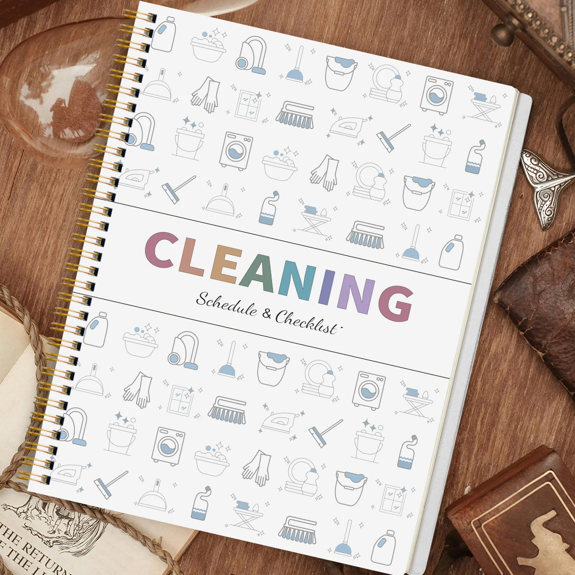 مخطط جدول التنظيف ADHD | منظم التدبير المنزلي اليومي الأسبوعي والشهري | كتاب قائمة المهام المنزلية | دفتر تنظيف حلزوني مقاس A5