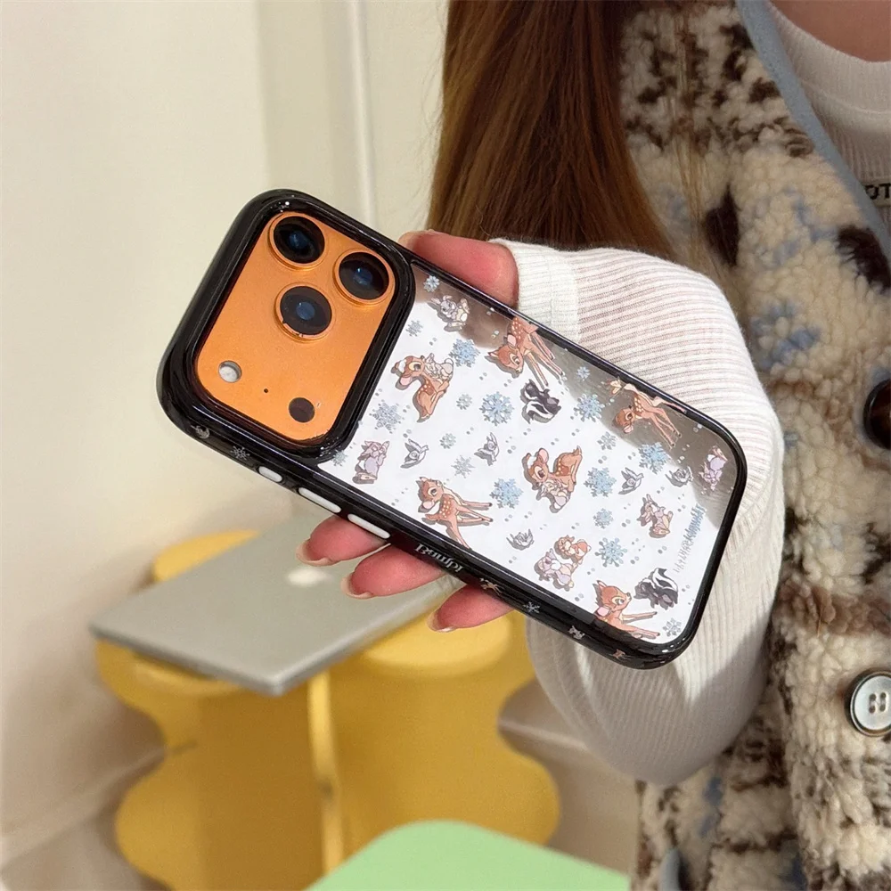 TNew Cute Mirror Christmas Snowflake Bambi Package, Suitable for iPhone 17pro/13/14/15/16 Pro Max Anti Drop Version view 2