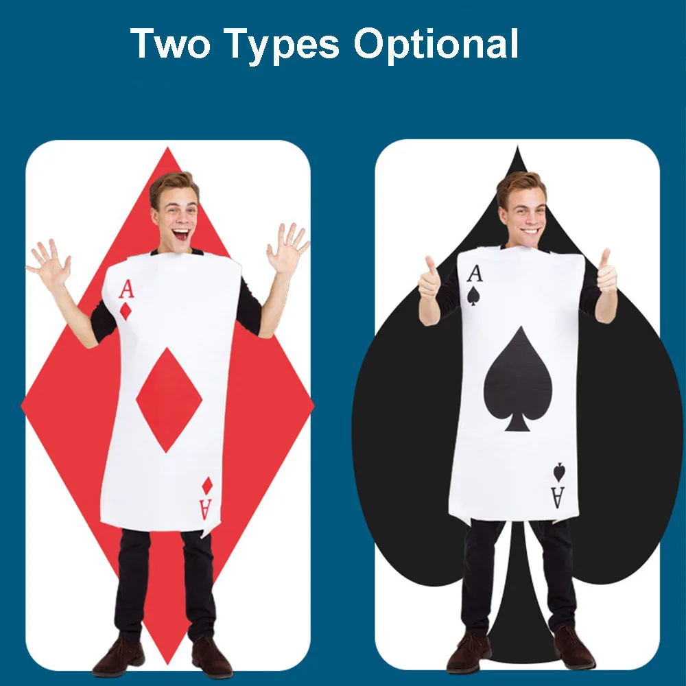 P-Jsmen Lustige Kostüm Spades spielkarten Quadrat Poker Cosplay Kostüme Erwachsene Männer Frauen Overall Outfit Halloween Kostüm