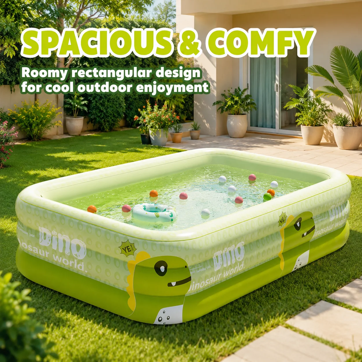 1PC Inflatable Pool for Adults, Large Rectangular Pool, Thickened PVC Outdoor Backyard Summer Splash Pool