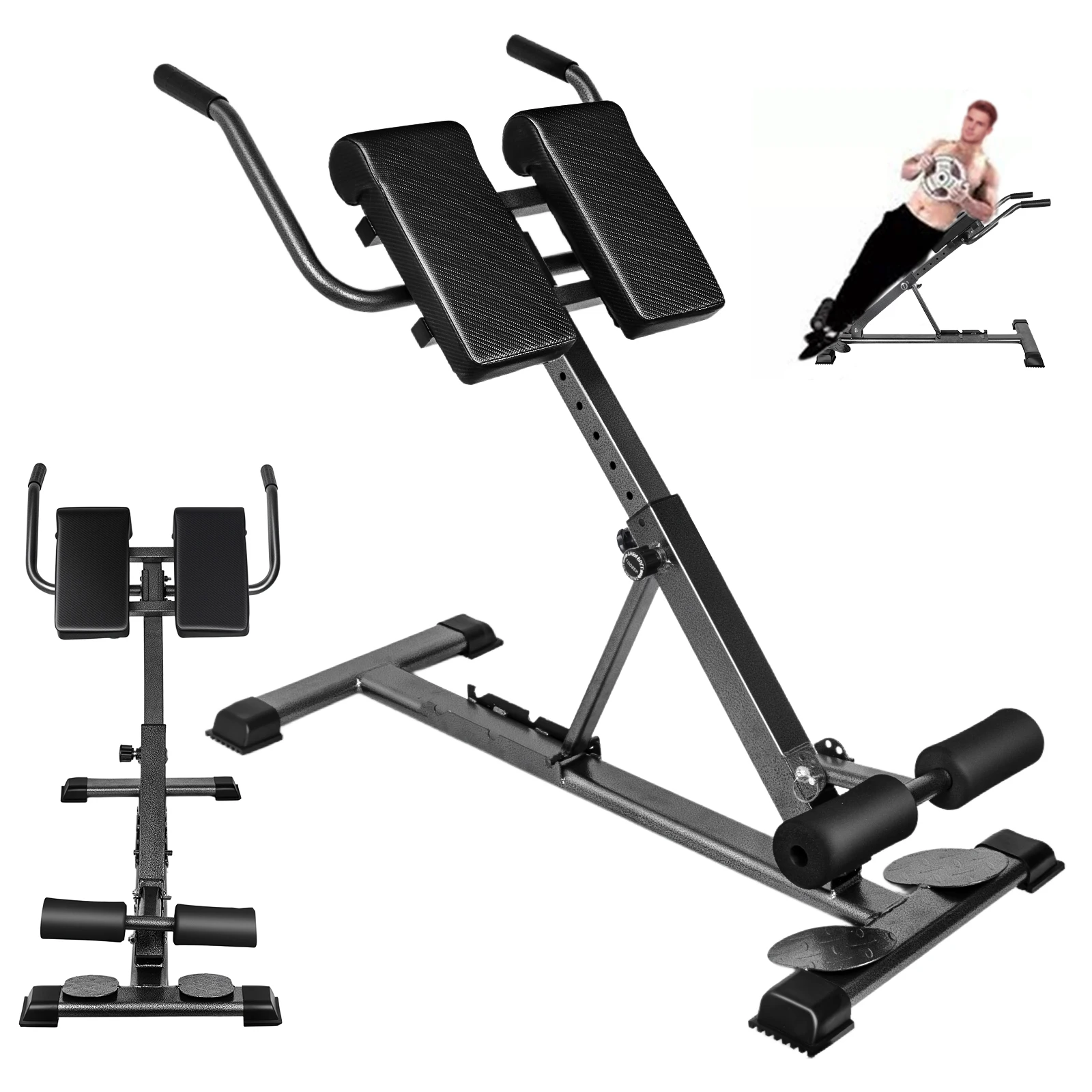 Anpassung der Rückenverlängerung, Trainingsbank, Rückenstrecker, 3-stufige, faltbare Trainingsausrüstung für zu Hause, vielseitige Fitnessbank