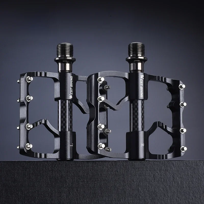 AliExpress West Biking WEST BIKING Bicycle Pedals Road Bike Flat Pedals Lightweight Carbon Fiber Sleeve 3 Bearings Aluminum Pedal BMX Cycling Pedal