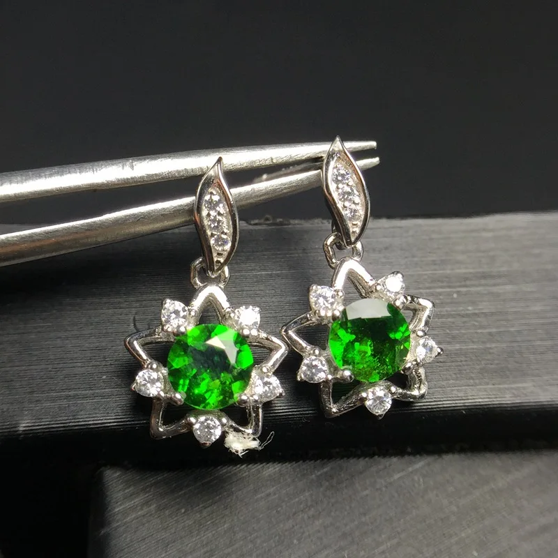 

Ювелирные изделия KJJEAXCMY без примесей, натуральные драгоценные камни диопсид, женские серьги с серебряной вставкой 925 пробы.