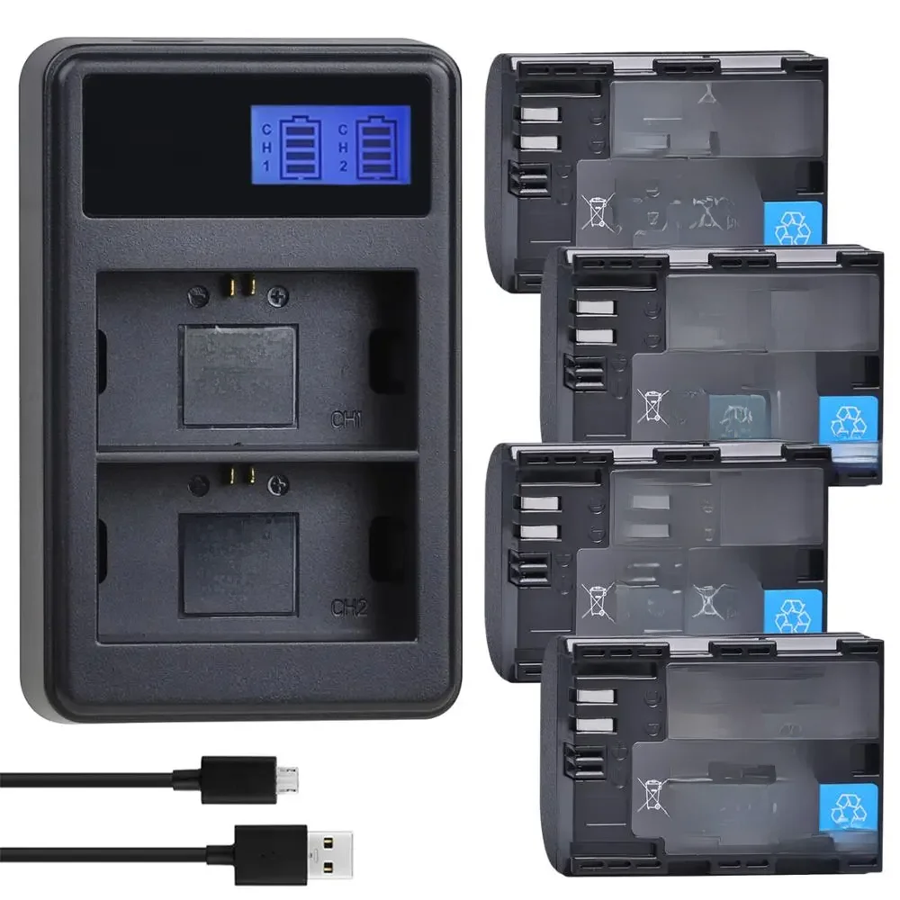 2650mAh LP-E6 LP-E6N LP E6 Batterij + LCD USB Dubbele Oplader voor Canon EOS 6D 7D 5D Mark II III IV 60D 60Da 70D 80D 5DS R XC10 - afbeelding 2