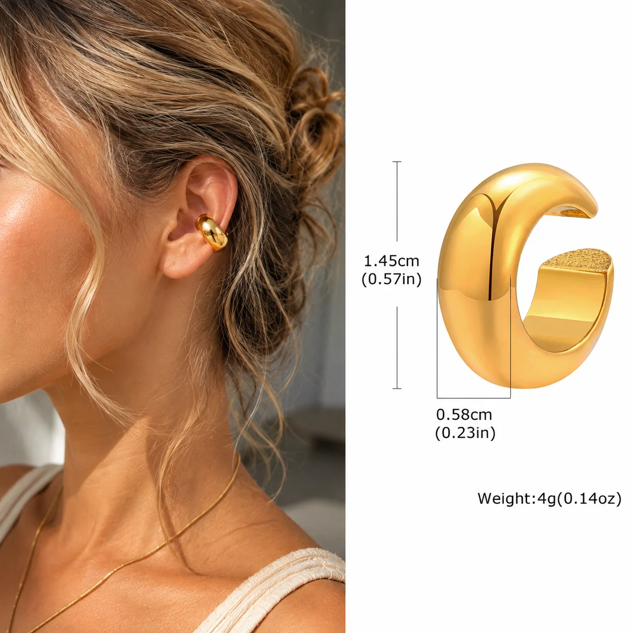 Women's Thick Non-Piercing Clip-On Ear Cuff Earrings