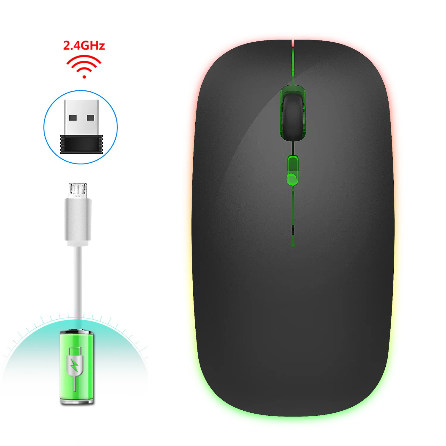 M40 Home 2.4G Colorful Luminous Wireless Mouse Silent Notebook Quiet Elegant Office Wireless Desktop Office Mouse