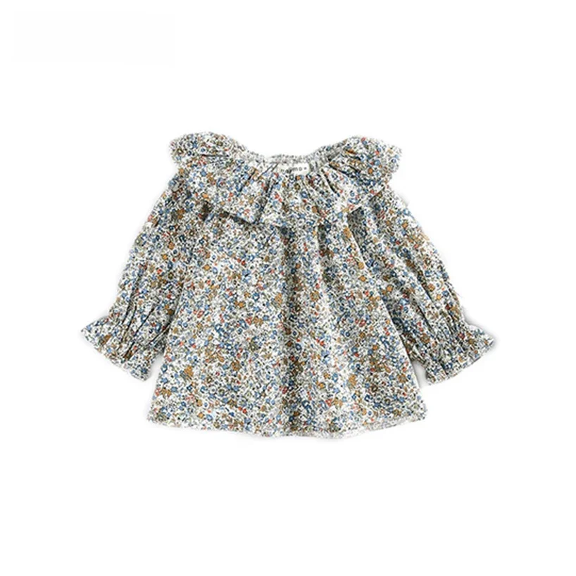 Chemises d'été à volants pour bébés filles de 0 à 24 mois, chemises en coton à manches longues en dentelle, chemises pour nouveau-nés, chemises pour enfants, vêtements pour bébés