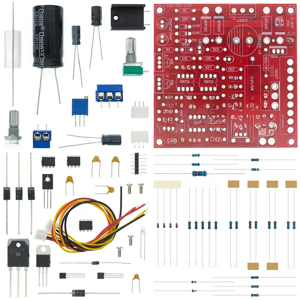 Alimentation régulée cc 0-30V 2mA-3A, Kit de bricolage, Protection de limitation de courant réglable en continu, ensemble de régulateur de tension