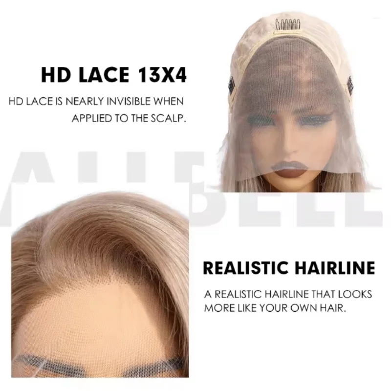 13*4 Lace Front Human Hair Wigs Ombre Light Blonde Short Straight Bob Lace Frontal Wigs for Women Daily Use Remy Human Hairs