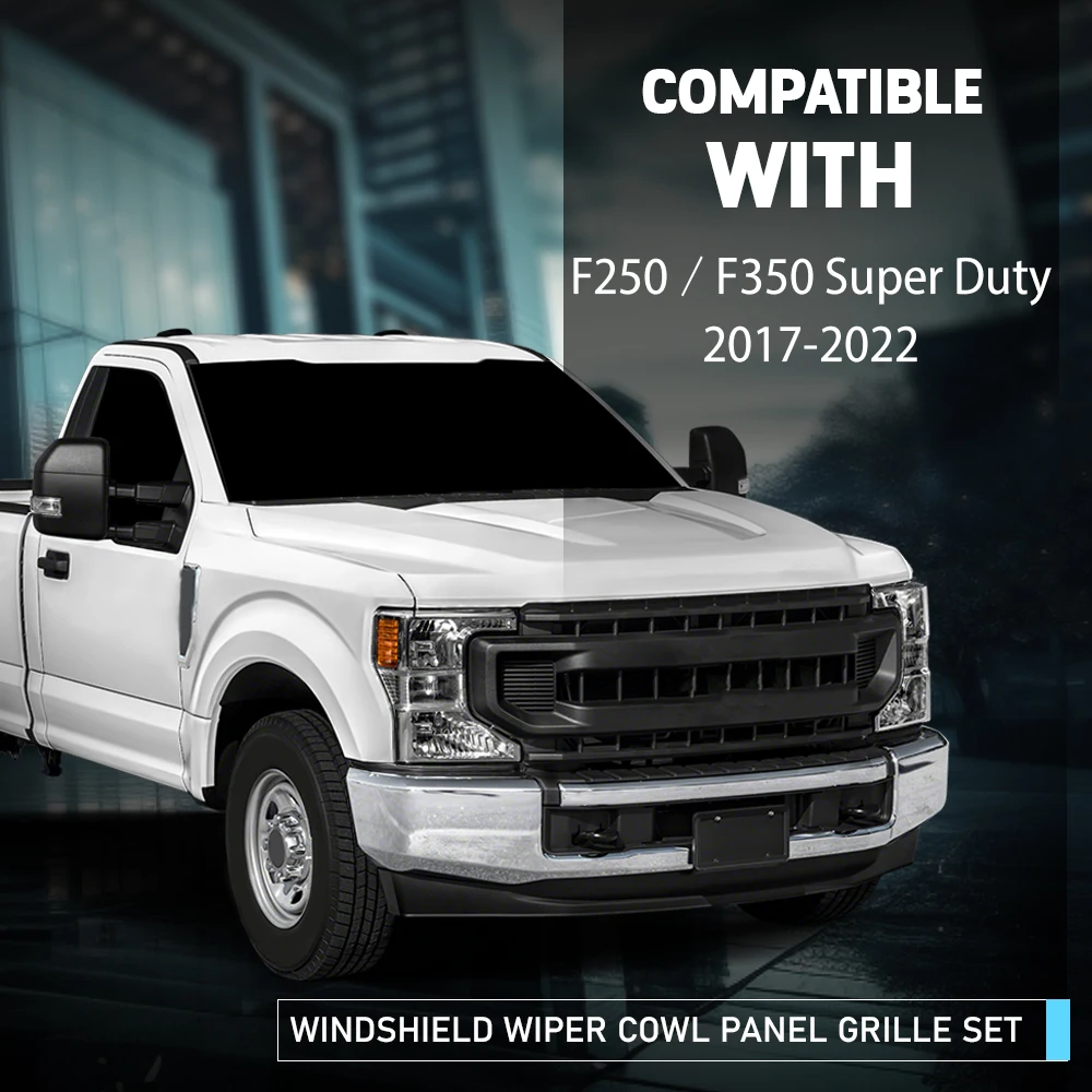 

Комплект решеток панели капота стеклоочистителя подходит для 17-22 Super Duty F250 F350 OEM Ford