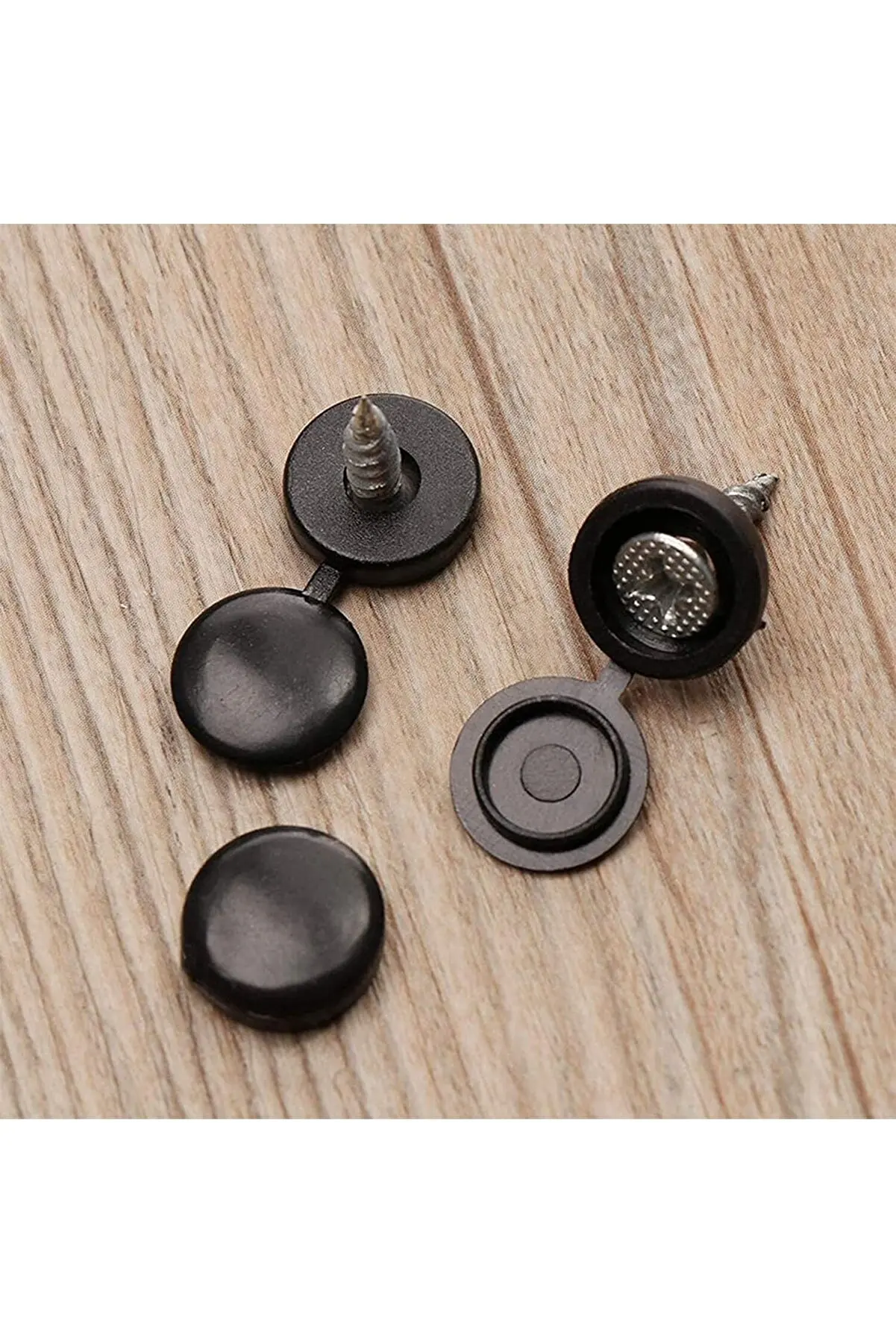 100 PCS Hinged black plastic screw cover, screw hidden cover, screw cover, furniture screw cover with hard Flat head Wood